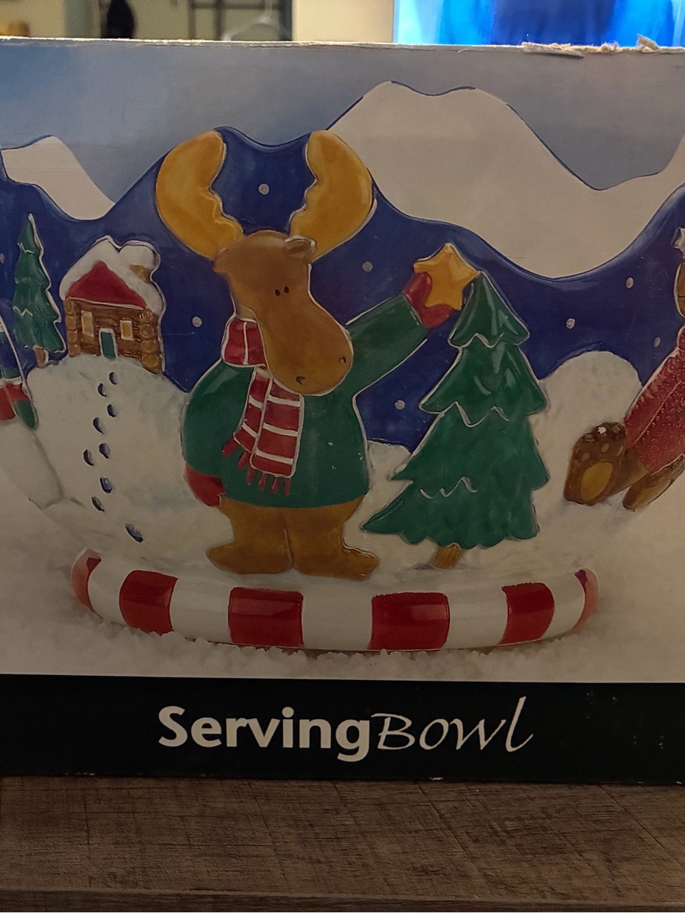 St. Nicholas Square White Ceramic Bowl with Red Trim